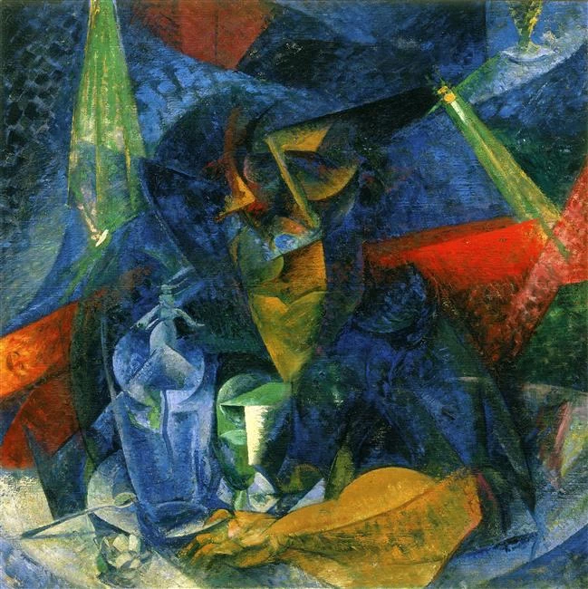 Scomposizione di una figura di donna a tavola, 1912